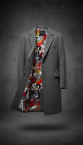 Urban Grey tailored overcoat with animated print lining